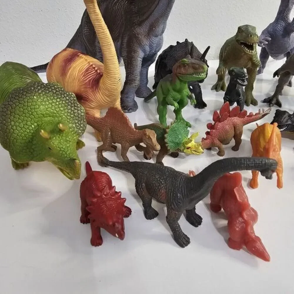 Dinosaur Toy Lot‎ of 21 Mixed Age Size & Make Hard Plastic Prehistoric